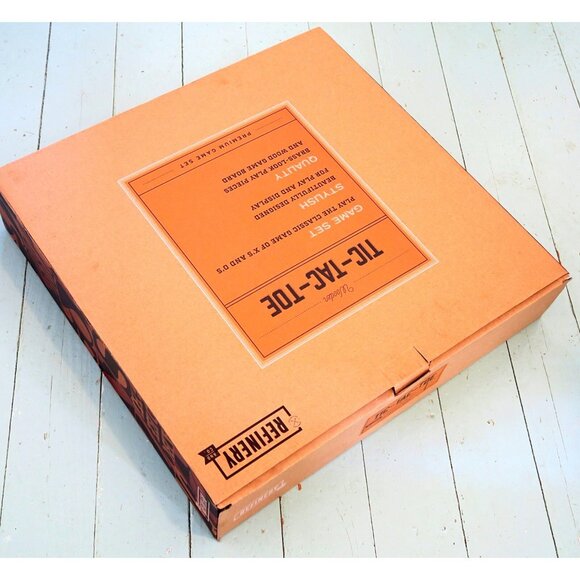 Refinery & Co. Wood Tic-Tac-Toe 14" Premium Board Game Brass-Look Play Pieces - Picture 5 of 6